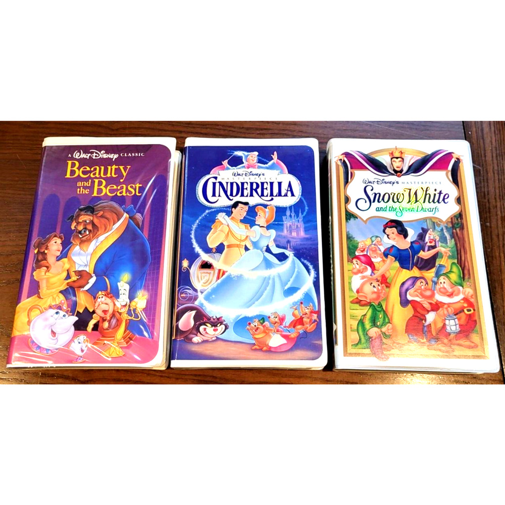 Walt Disney Classic Princess Movies VHS Lot of 3 Masterpiece & Black Diamond YK